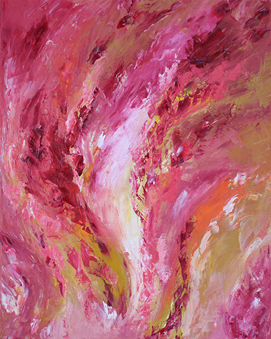 The greatest abstract oil paintings in the world. Pink, 2017